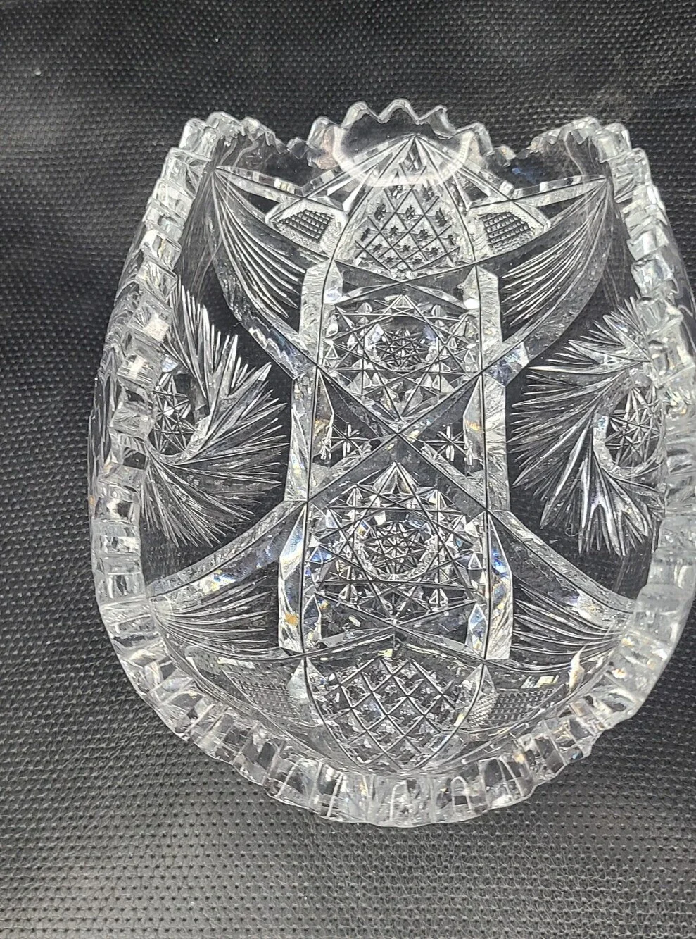Antique ABP American Brilliant Period Cut Crystal Ornate Oval Dish Vintage